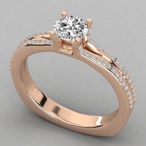 💍 Anillo de Compromiso "Brillo Doble" en Oro Rosa con Diamante Central y Doble Pavé - Imagen 1